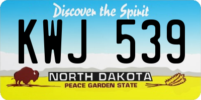 ND license plate KWJ539