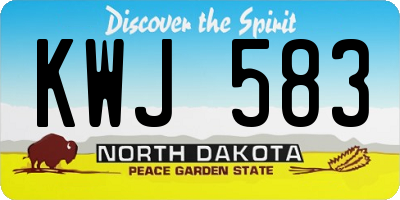 ND license plate KWJ583