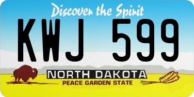ND license plate KWJ599