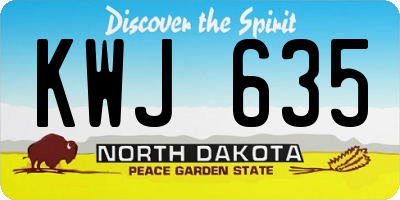 ND license plate KWJ635