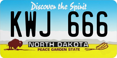 ND license plate KWJ666