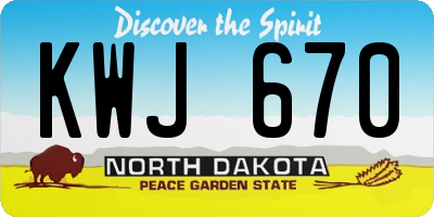 ND license plate KWJ670