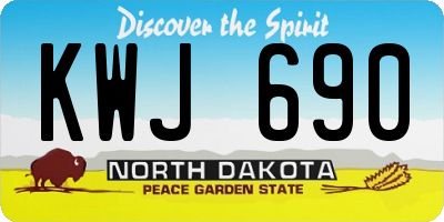 ND license plate KWJ690