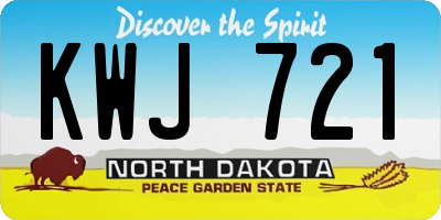 ND license plate KWJ721
