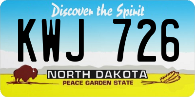 ND license plate KWJ726