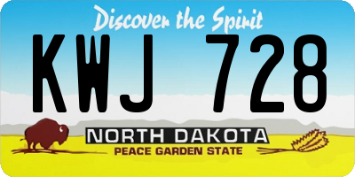 ND license plate KWJ728