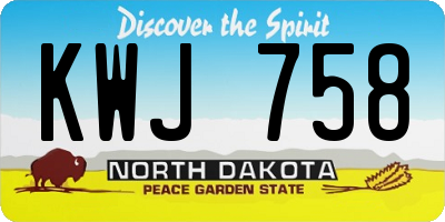 ND license plate KWJ758