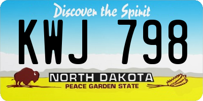 ND license plate KWJ798
