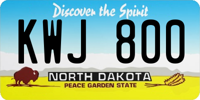 ND license plate KWJ800