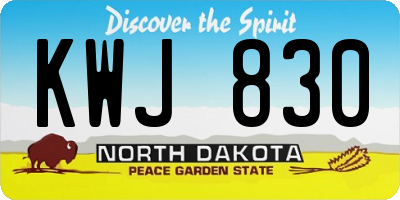 ND license plate KWJ830