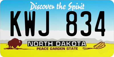 ND license plate KWJ834