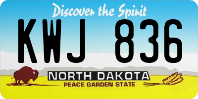 ND license plate KWJ836