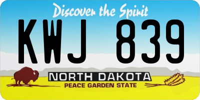 ND license plate KWJ839