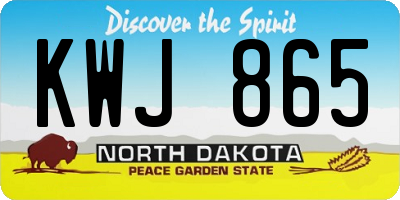 ND license plate KWJ865