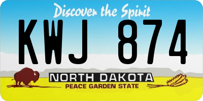 ND license plate KWJ874