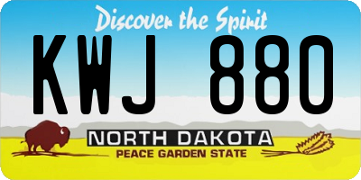 ND license plate KWJ880