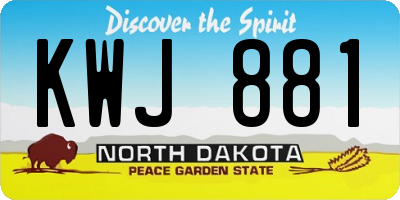 ND license plate KWJ881
