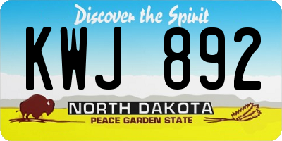 ND license plate KWJ892