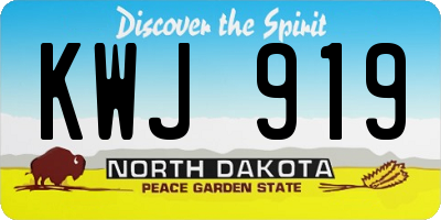 ND license plate KWJ919