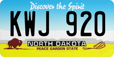 ND license plate KWJ920