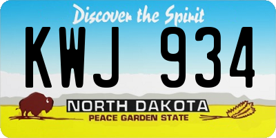 ND license plate KWJ934