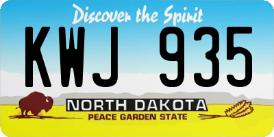 ND license plate KWJ935
