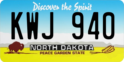 ND license plate KWJ940