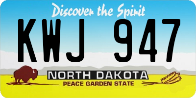 ND license plate KWJ947