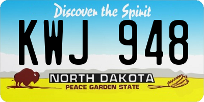 ND license plate KWJ948