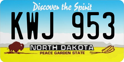 ND license plate KWJ953