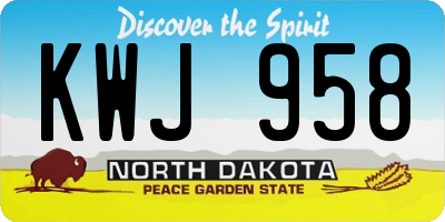 ND license plate KWJ958
