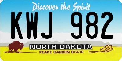 ND license plate KWJ982