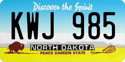 ND license plate KWJ985
