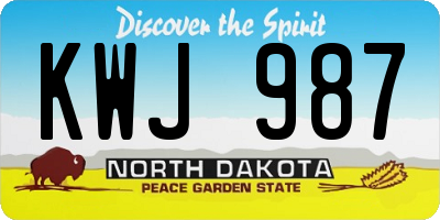 ND license plate KWJ987