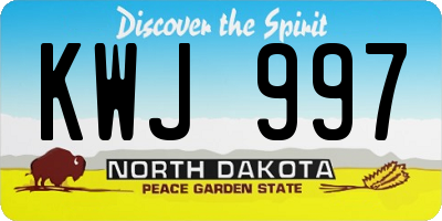 ND license plate KWJ997