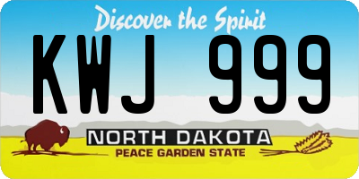 ND license plate KWJ999