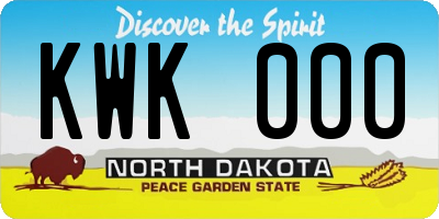 ND license plate KWK000