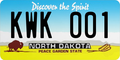 ND license plate KWK001