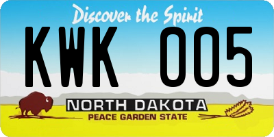 ND license plate KWK005