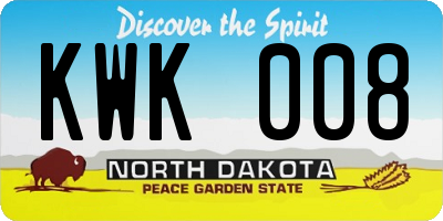 ND license plate KWK008