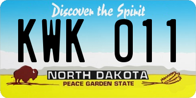ND license plate KWK011