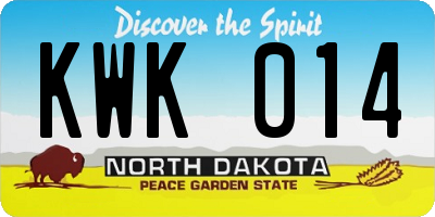 ND license plate KWK014