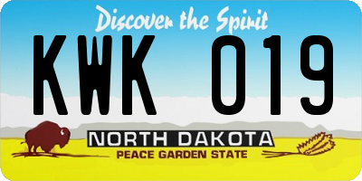 ND license plate KWK019
