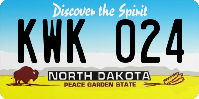 ND license plate KWK024