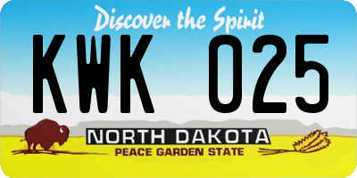 ND license plate KWK025