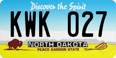 ND license plate KWK027