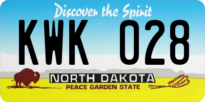 ND license plate KWK028