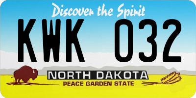 ND license plate KWK032