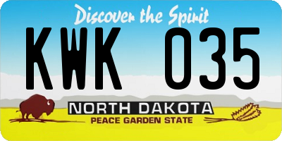 ND license plate KWK035