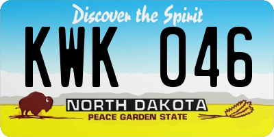 ND license plate KWK046